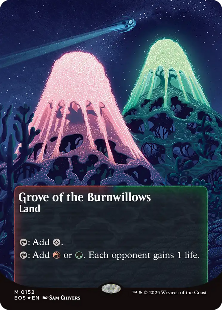 Grove of the Burnwillows (0152) (Borderless) (Galaxy Foil) [Edge of Eternities: Stellar Sights] | Magic Magpie