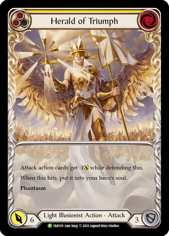 Herald of Triumph (Yellow) [FAB159] (Promo)  Rainbow Foil | Magic Magpie