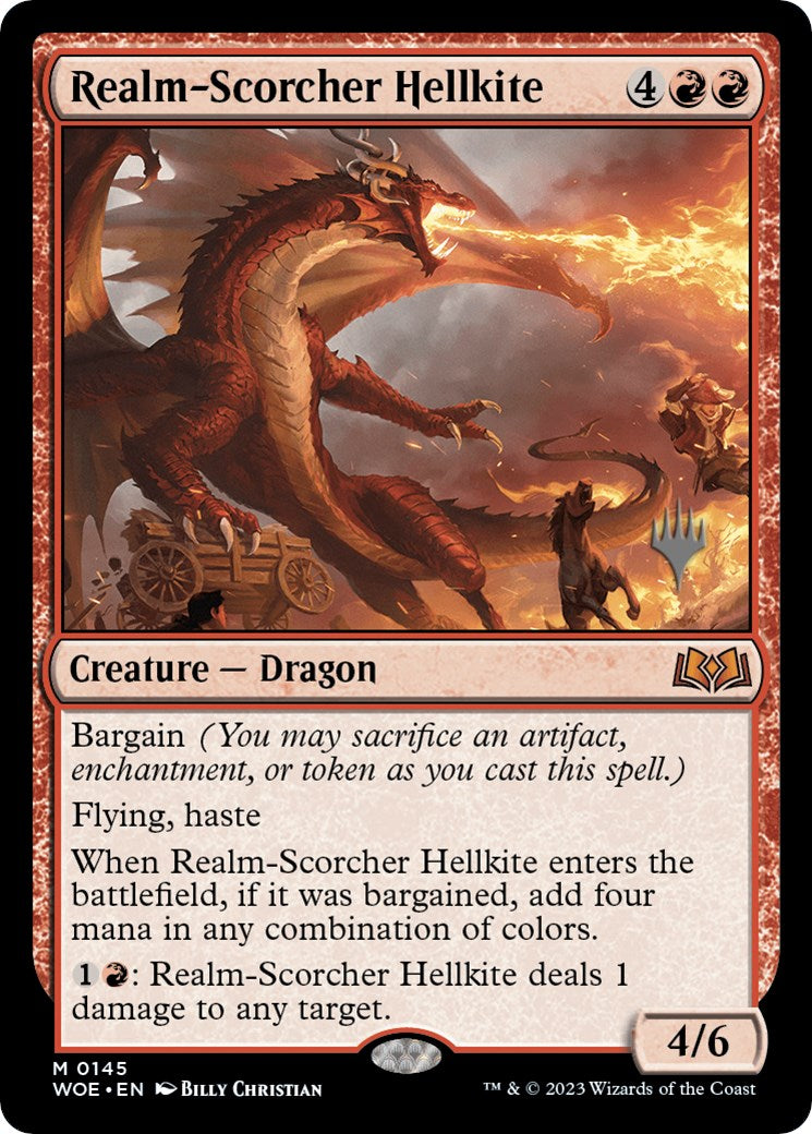 Realm-Scorcher Hellkite (Promo Pack) [Wilds of Eldraine Promos] | Magic Magpie