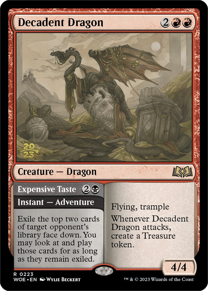 Decadent Dragon // Expensive Taste (Promo Pack) [Wilds of Eldraine Promos] | Magic Magpie