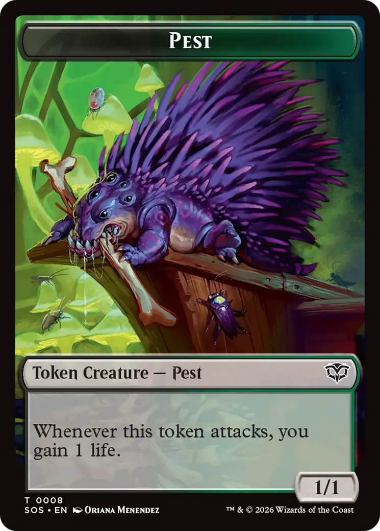 Professor Dellian Fel // Pest (0008) Double-Sided Token [Secrets of Strixhaven Tokens] | Magic Magpie