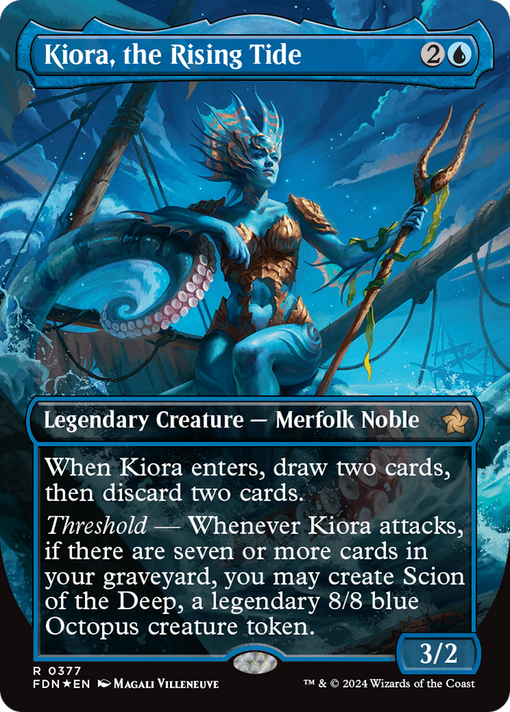 Kiora, the Rising Tide (Borderless) (Mana Foil) [Foundations] | Magic Magpie