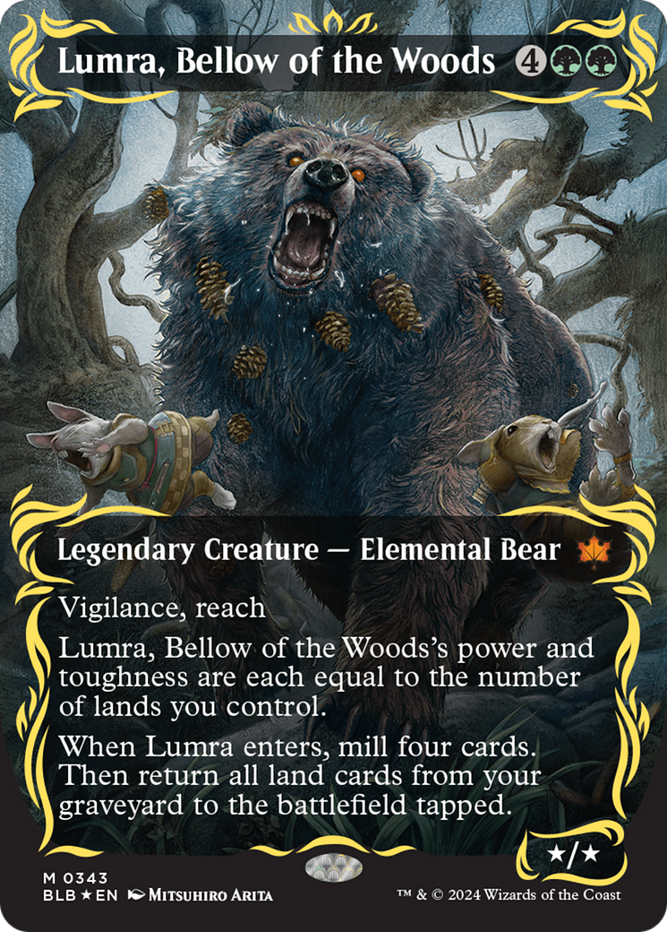 Lumra, Bellow of the Woods (Borderless) (Raised Foil) [Bloomburrow] | Magic Magpie