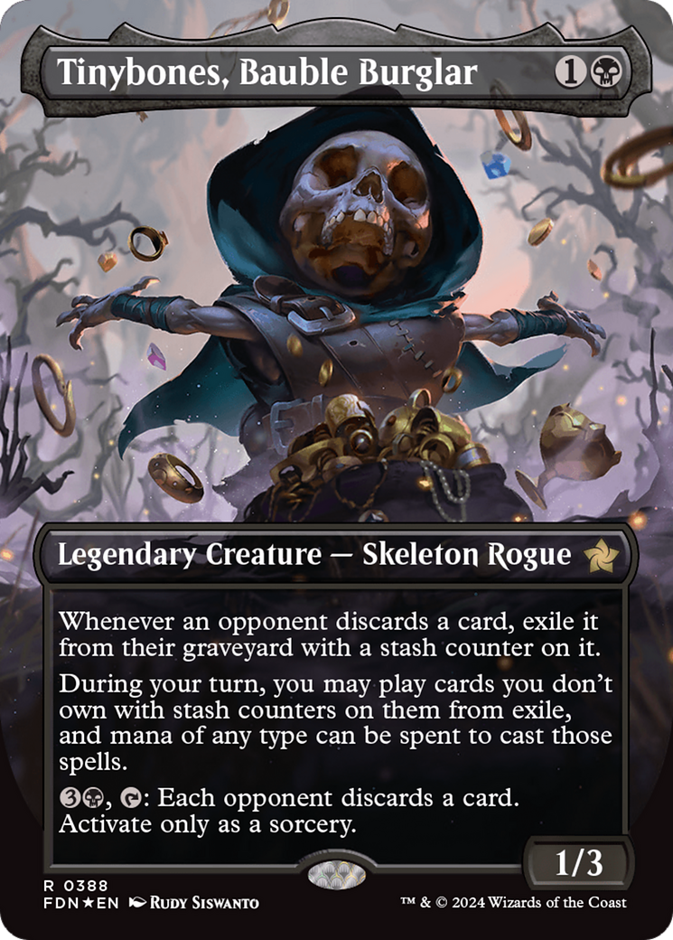 Tinybones, Bauble Burglar (Borderless) (Mana Foil) [Foundations] | Magic Magpie