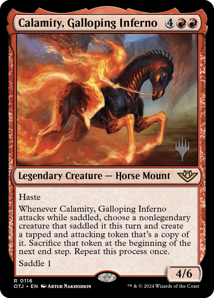 Calamity, Galloping Inferno (Promo Pack) [Outlaws of Thunder Junction Promos] | Magic Magpie