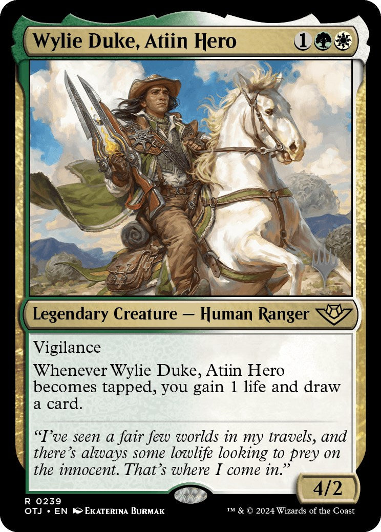 Wylie Duke, Atiin Hero (Promo Pack) [Outlaws of Thunder Junction Promos] | Magic Magpie