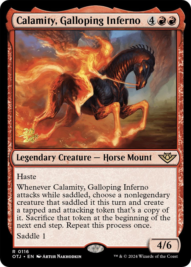 Calamity, Galloping Inferno [Outlaws of Thunder Junction Prerelease Promos] | Magic Magpie