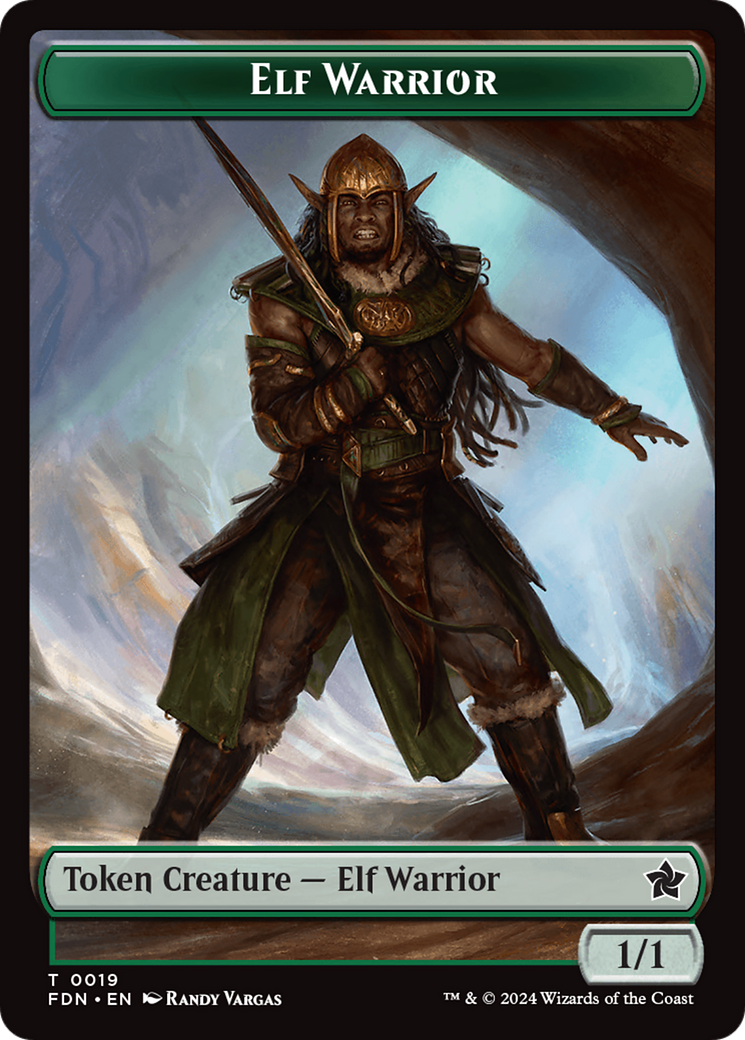 Emblem - Vivien Reid // Elf Warrior Double-Sided Token [Foundations Tokens] | Magic Magpie