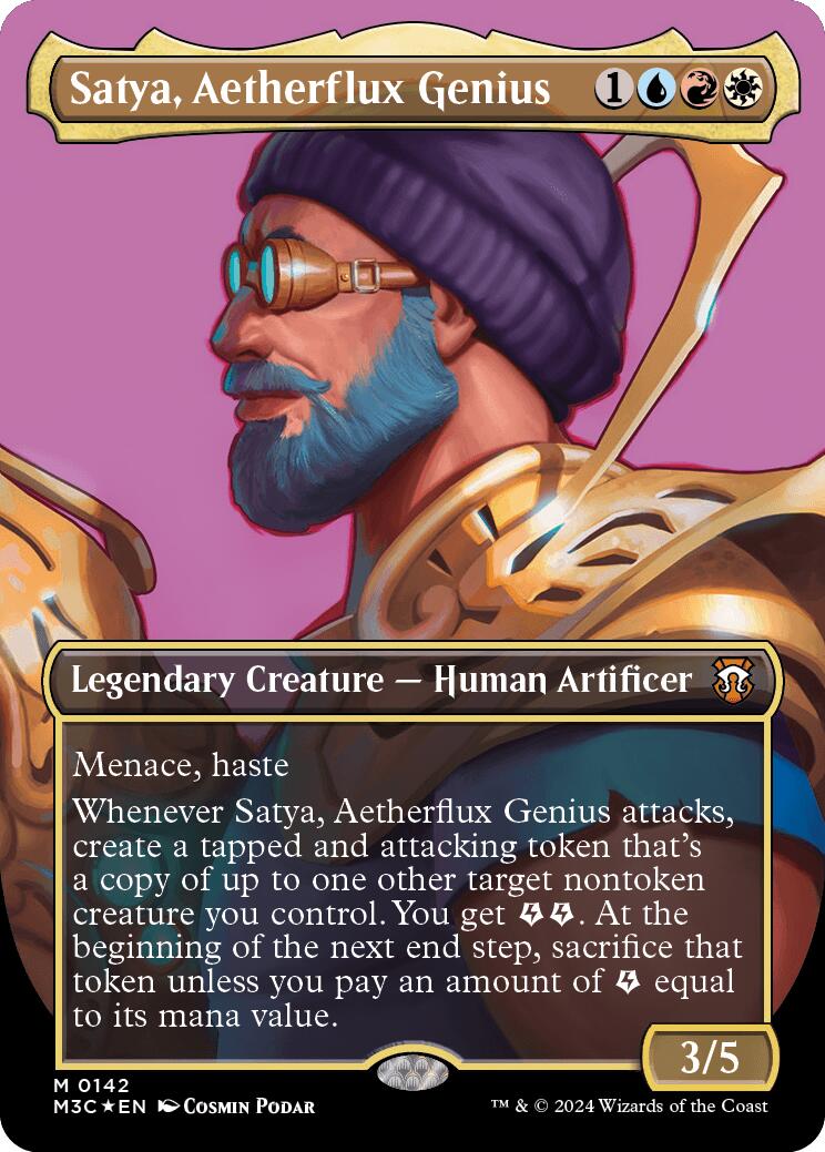 Satya, Aetherflux Genius (Borderless) (Ripple Foil) [Modern Horizons 3 Commander] | Magic Magpie