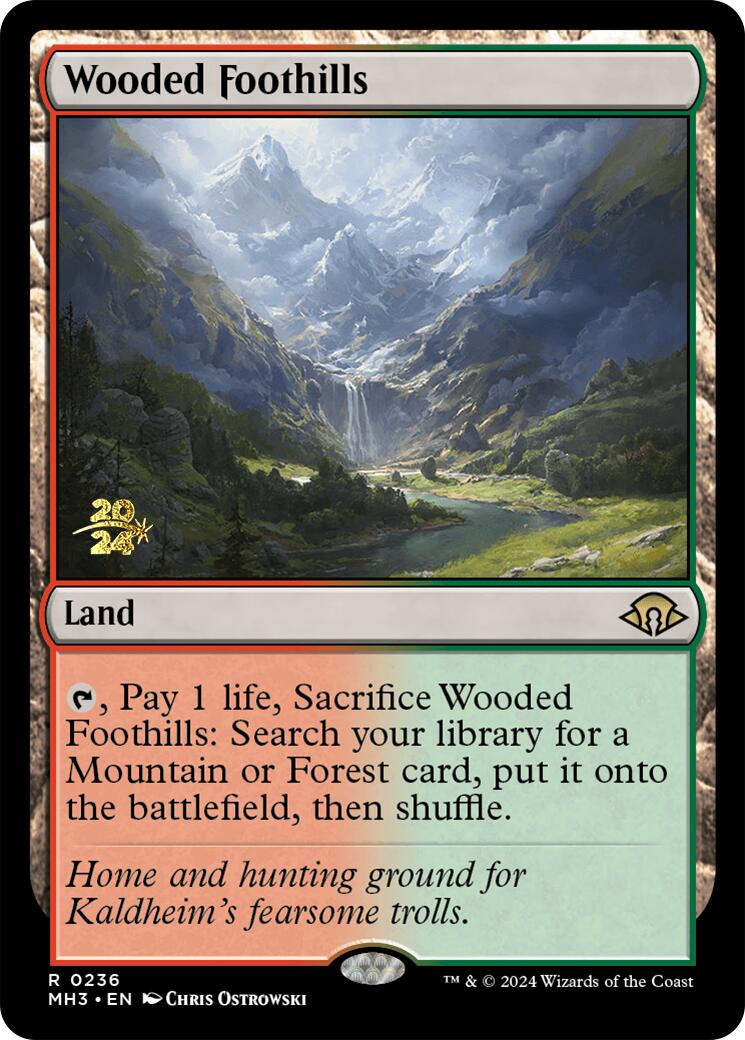 Wooded Foothills [Modern Horizons 3 Prerelease Promos] | Magic Magpie