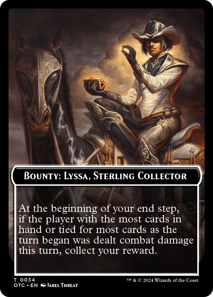 Bounty: Lyssa, Sterling Collector // Bounty Rules Double-Sided Token [Outlaws of Thunder Junction Commander Tokens] | Magic Magpie