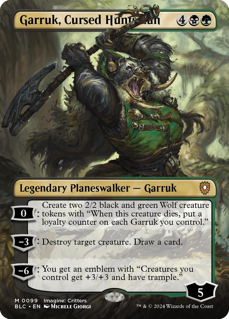 Garruk, Cursed Huntsman (Borderless) [Bloomburrow Commander] | Magic Magpie