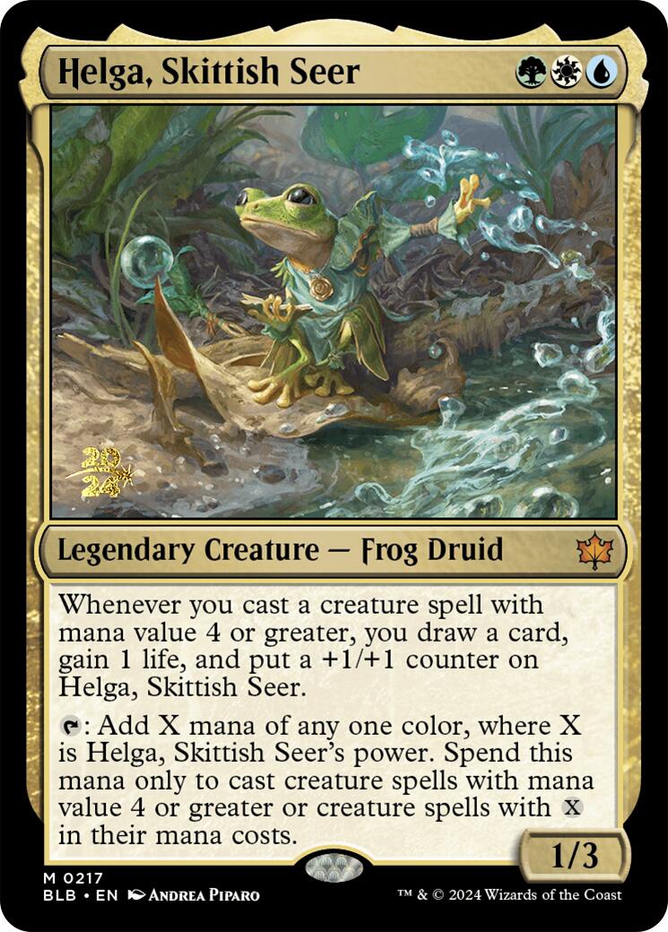 Helga, Skittish Seer [Bloomburrow Prerelease Promos] | Magic Magpie