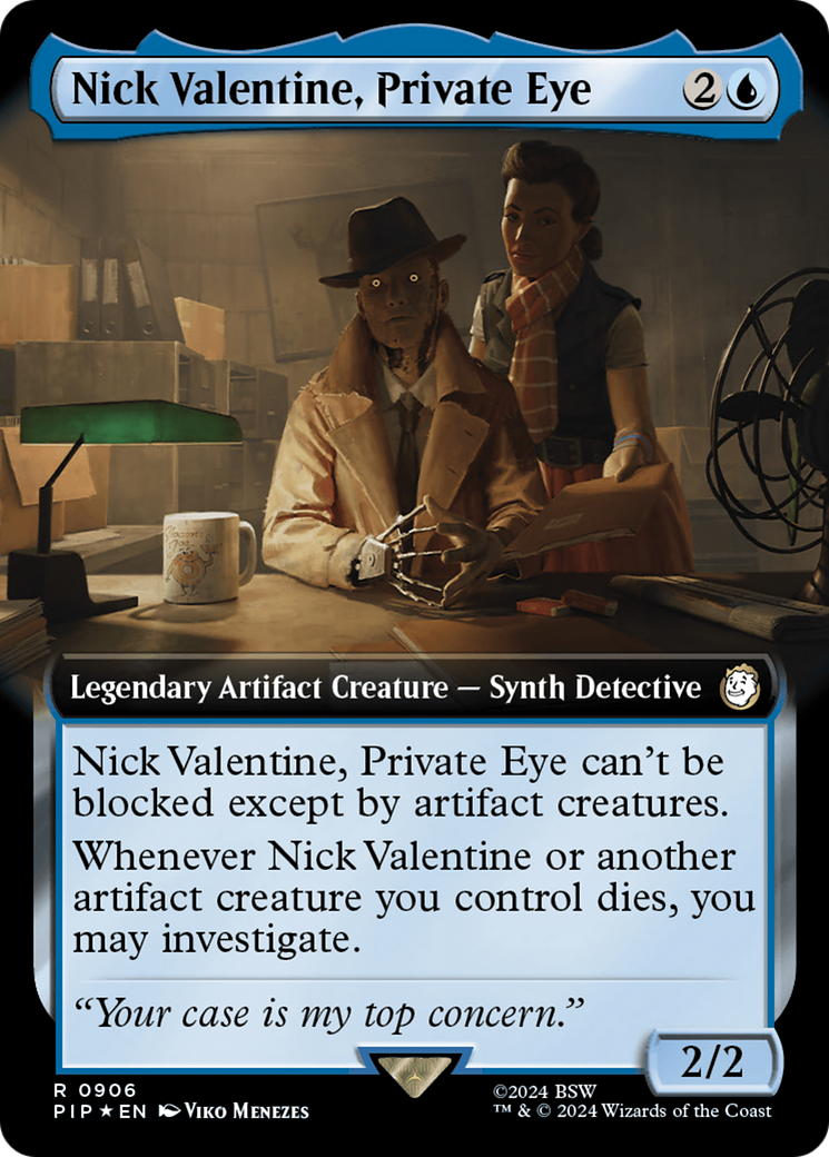 Nick Valentine, Private Eye (Extended Art) (Surge Foil) [Fallout] | Magic Magpie