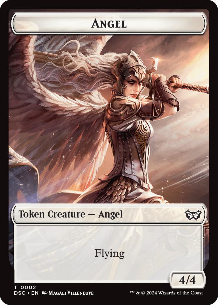 Angel // Glimmer Double-Sided Token [Duskmourn: House of Horror Commander Tokens] | Magic Magpie