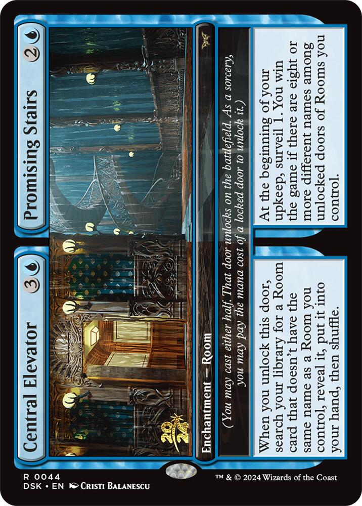 Central Elevator // Promising Stairs [Duskmourn: House of Horror Prerelease Promos] | Magic Magpie