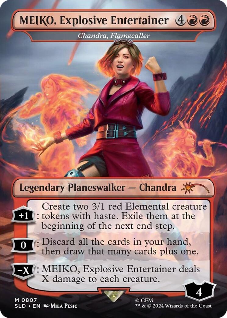 MEIKO, Explosive Entertainer - Chandra, Flamecaller (Rainbow Foil) [Secret Lair Drop Series] | Magic Magpie