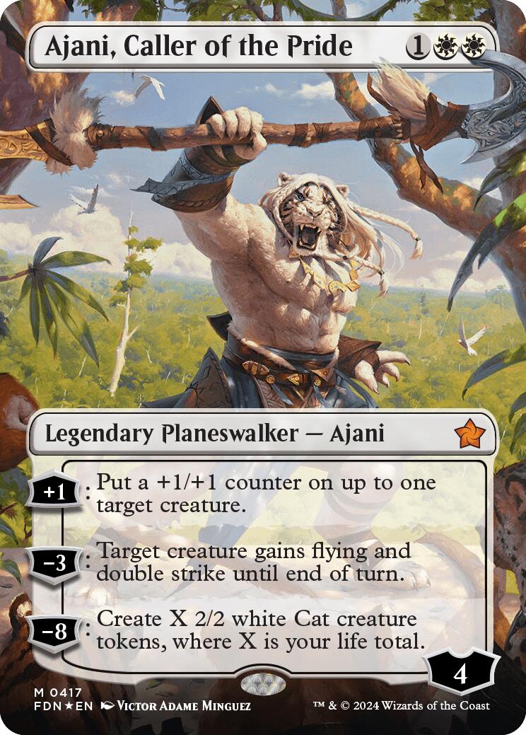 Ajani, Caller of the Pride (Borderless) (Mana Foil) [Foundations] | Magic Magpie