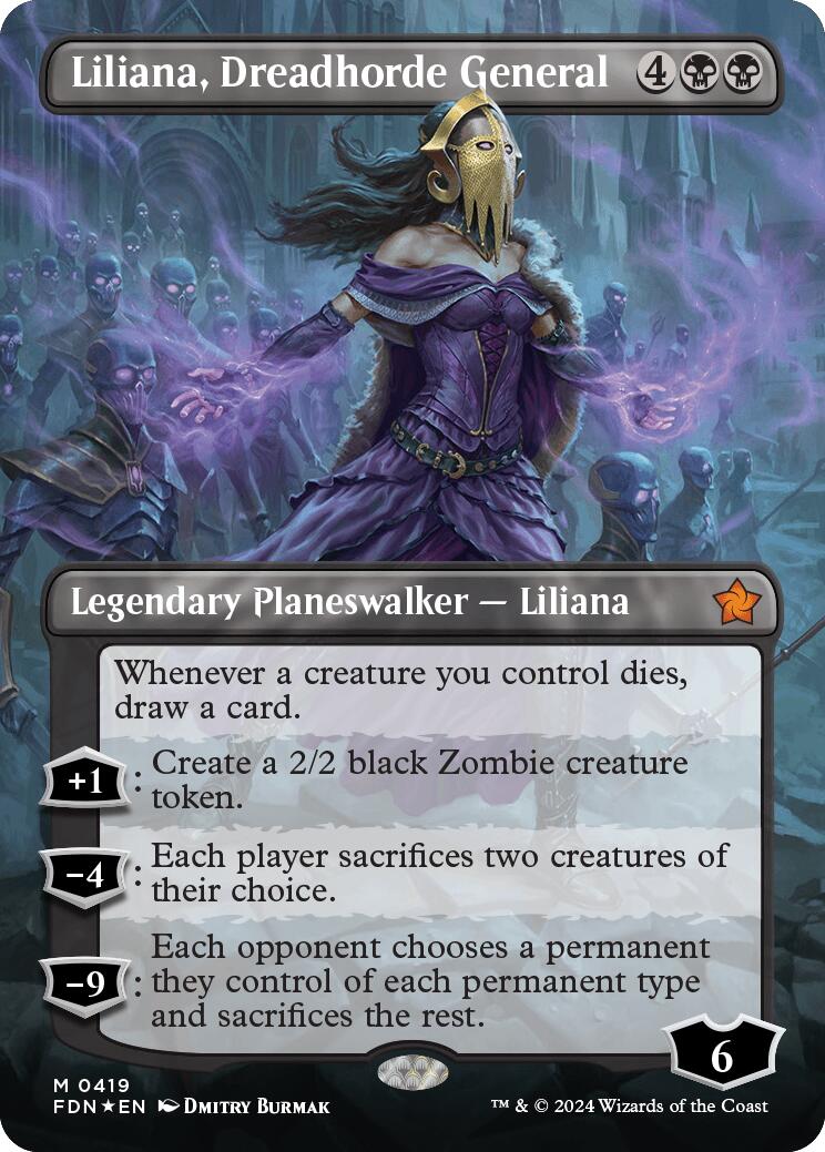 Liliana, Dreadhorde General (Borderless) (Mana Foil) [Foundations] | Magic Magpie