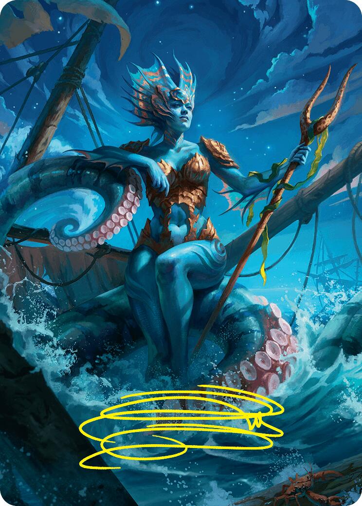 Kiora, the Rising Tide Art Card (30/54) (Gold-Stamped Signature) [Foundations Art Series] | Magic Magpie