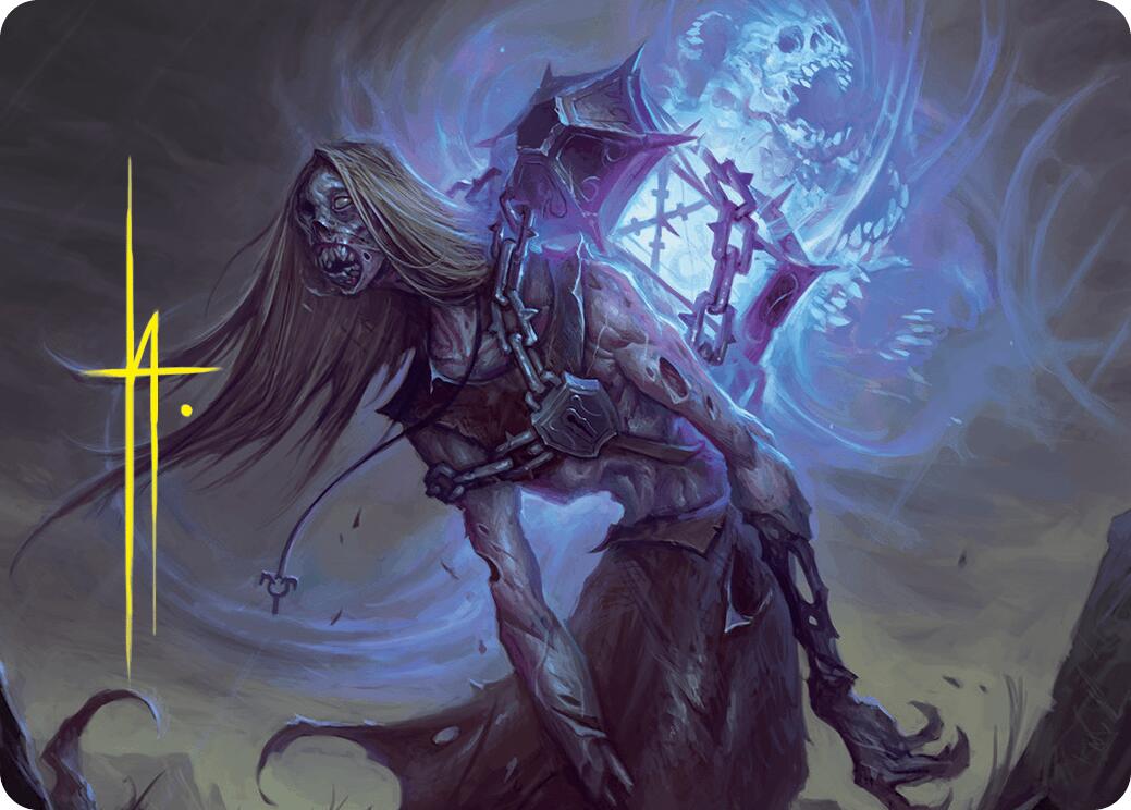 Soul-Shackled Zombie Art Card (9/54) (Gold-Stamped Signature) [Foundations Art Series] | Magic Magpie