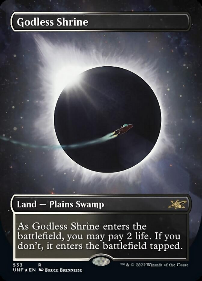 Godless Shrine (Borderless) (Galaxy Foil) [Unfinity] | Magic Magpie