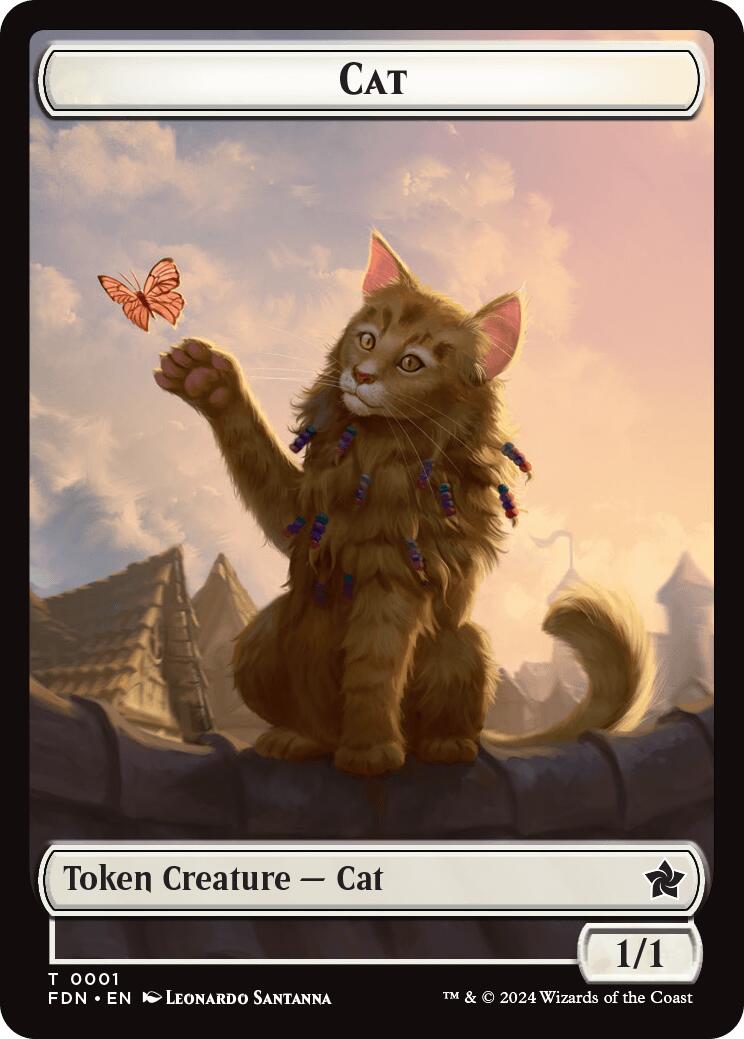 Spirit // Cat (0001) Doubled-Sided Token [Foundations Tokens] | Magic Magpie