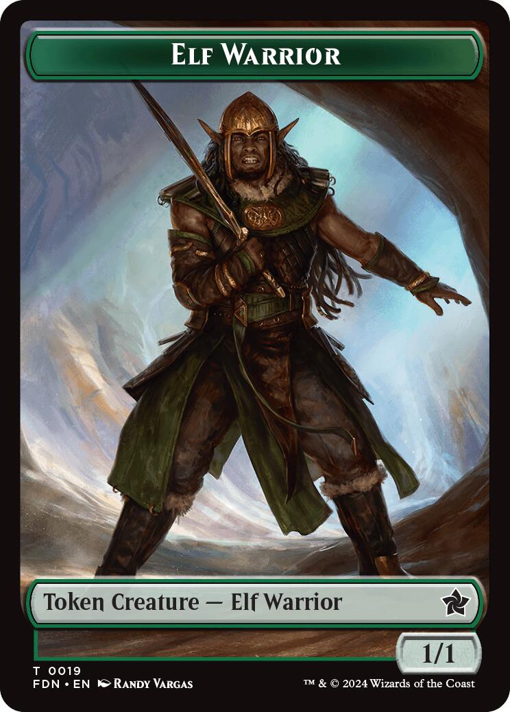 Elf Warrior // Raccoon Doubled-Sided Token [Foundations Tokens] | Magic Magpie