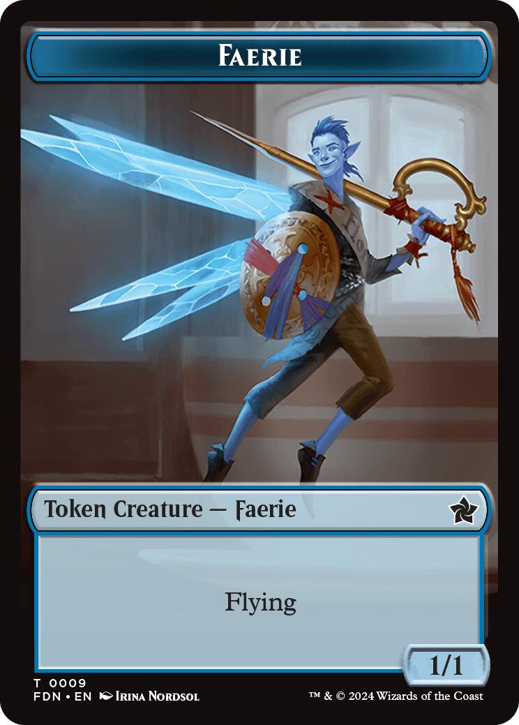 Faerie // Fish Doubled-Sided Token [Foundations Tokens] | Magic Magpie