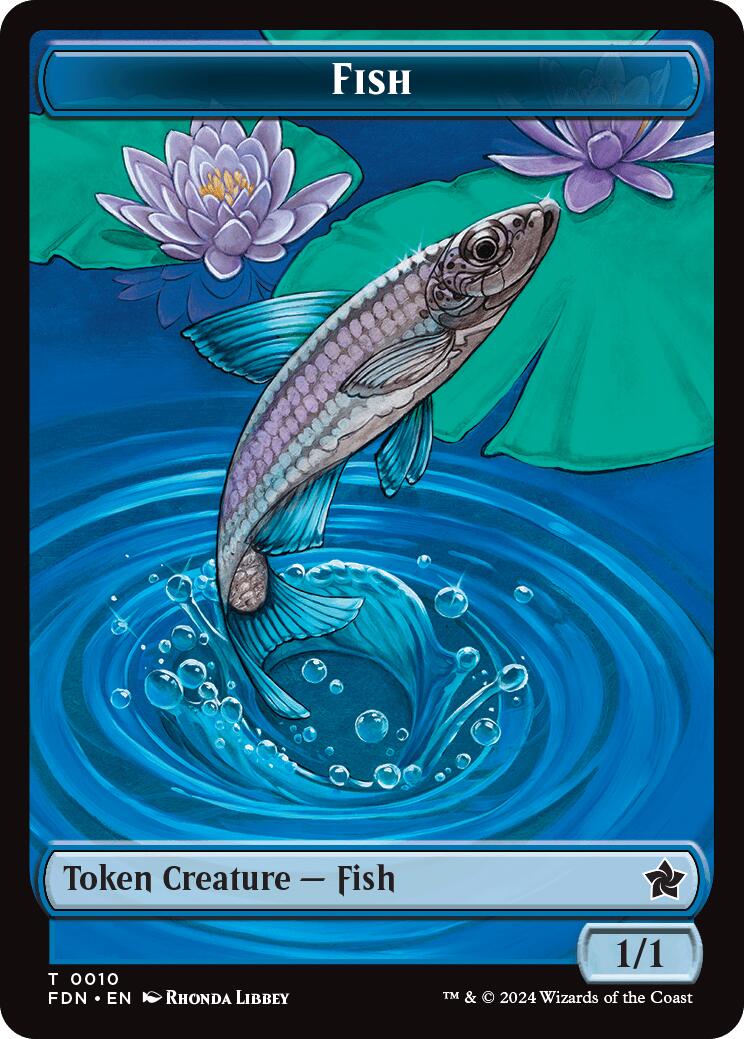 Faerie // Fish Doubled-Sided Token [Foundations Tokens] | Magic Magpie