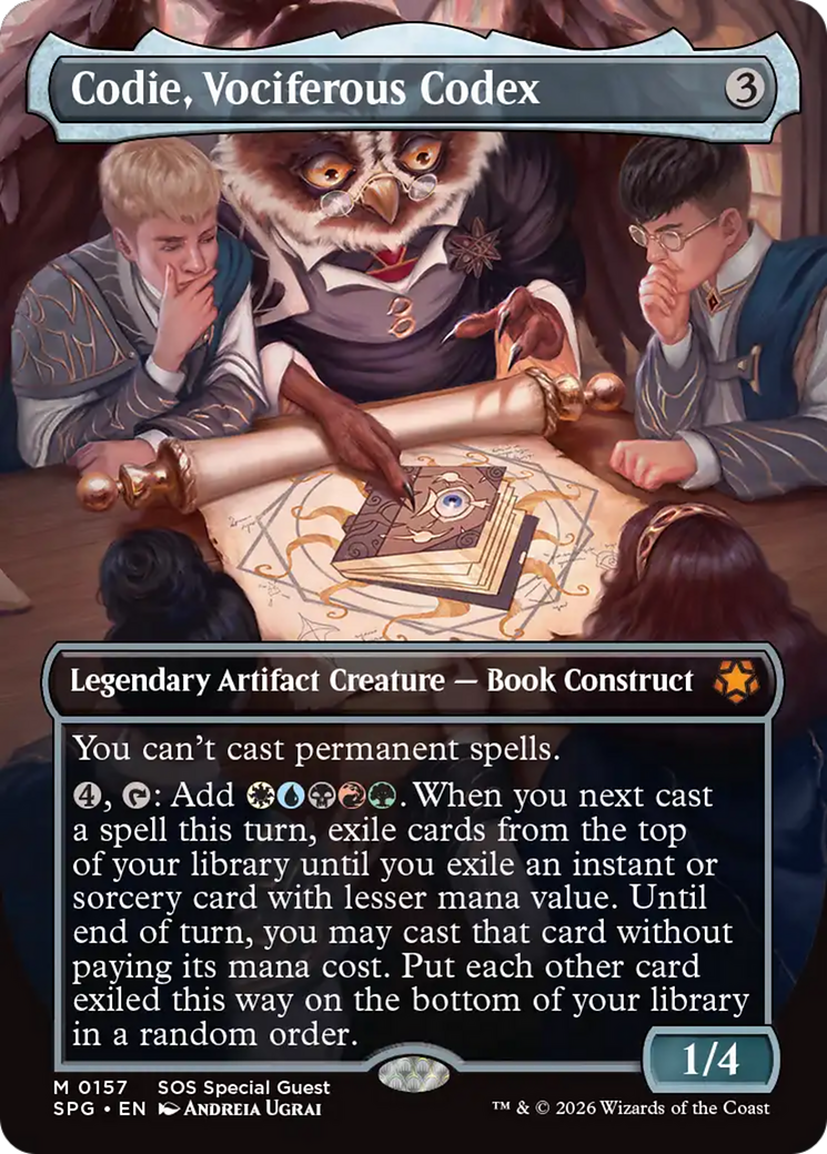 Codie, Vociferous Codex (Borderless) [Secrets of Strixhaven Special Guests] | Magic Magpie