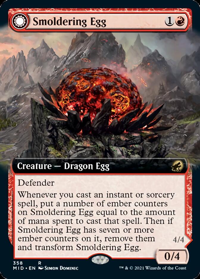 Smoldering Egg // Ashmouth Dragon (Extended Art) [Innistrad: Midnight Hunt] | Magic Magpie