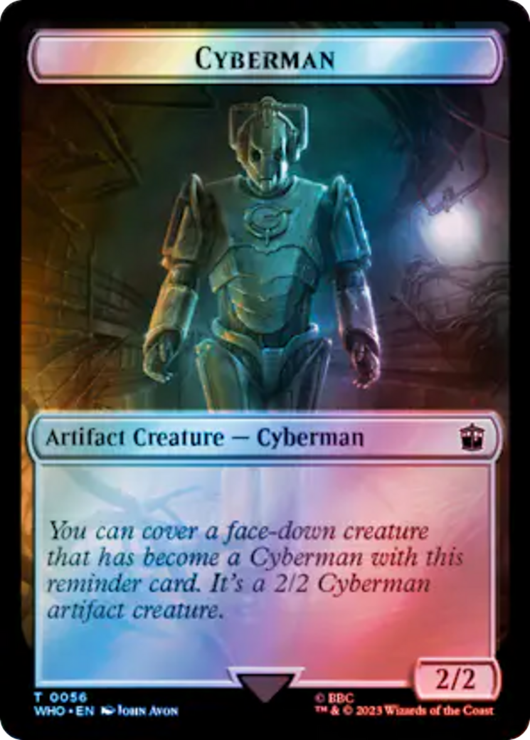 Human Rogue // Cyberman Double-Sided Token (Surge Foil) [Doctor Who Tokens] | Magic Magpie