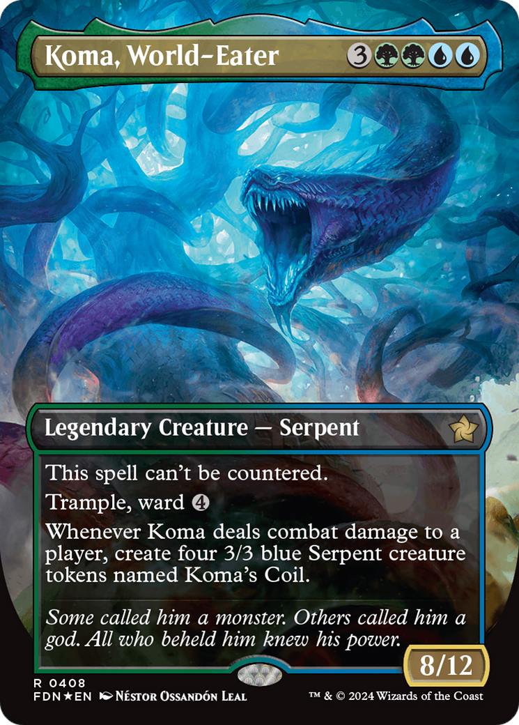 Koma, World-Eater (Borderless) (Mana Foil) [Foundations] | Magic Magpie