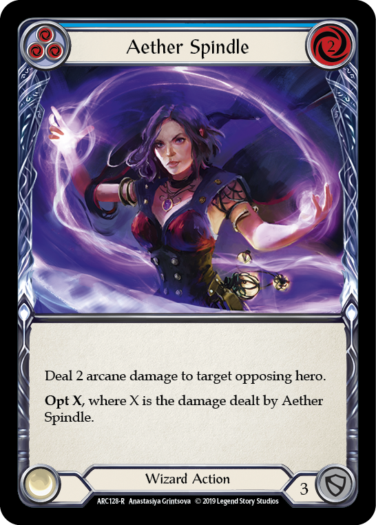 Aether Spindle (Blue) [ARC128-R] (Arcane Rising)  1st Edition Rainbow Foil | Magic Magpie