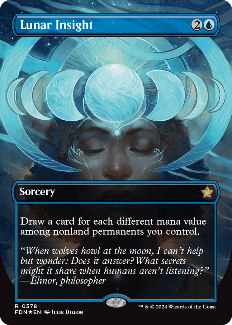 Lunar Insight (Borderless) (Mana Foil) [Foundations] | Magic Magpie