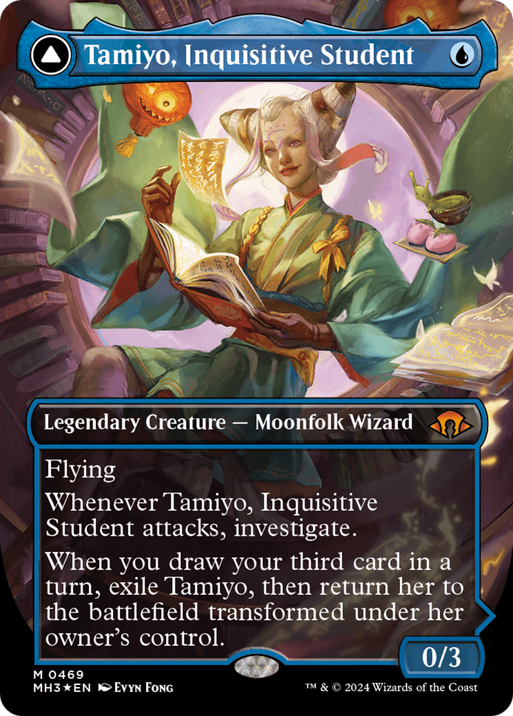 Tamiyo, Inquisitive Student // Tamiyo, Seasoned Scholar (Borderless) (Textured Foil) [Modern Horizons 3] | Magic Magpie