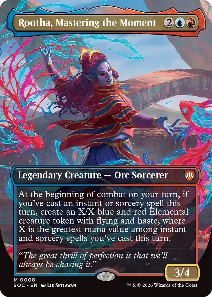 Rootha, Mastering the Moment (Borderless) [Secrets of Strixhaven Commander] | Magic Magpie