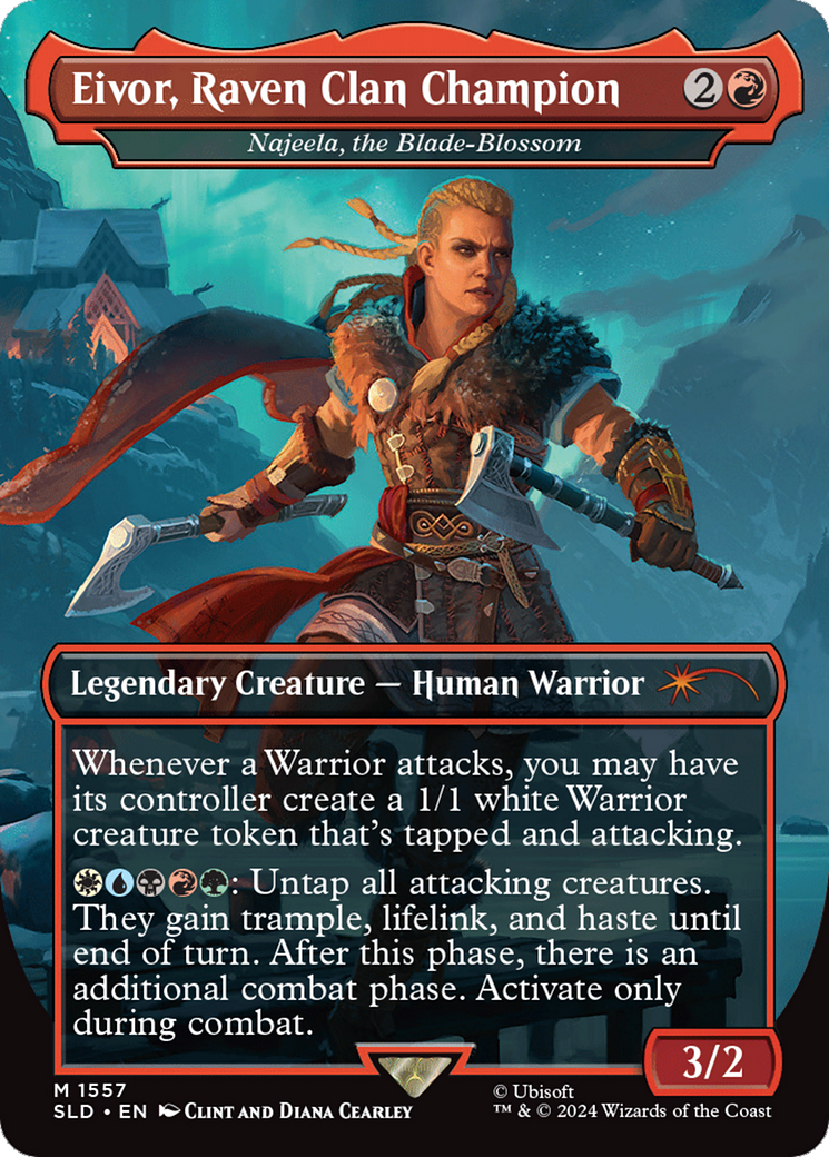 Eivor, Raven Clan Champion - Najeela, the Blade-Blossom (Rainbow Foil) [Secret Lair Drop Series] | Magic Magpie