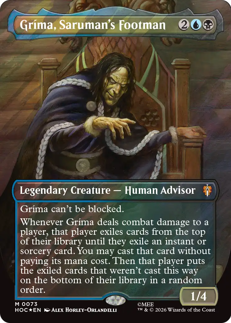 Grima, Saruman's Footman (Borderless) (Surge Foil) [The Hobbit: Eternal-Legal] | Magic Magpie