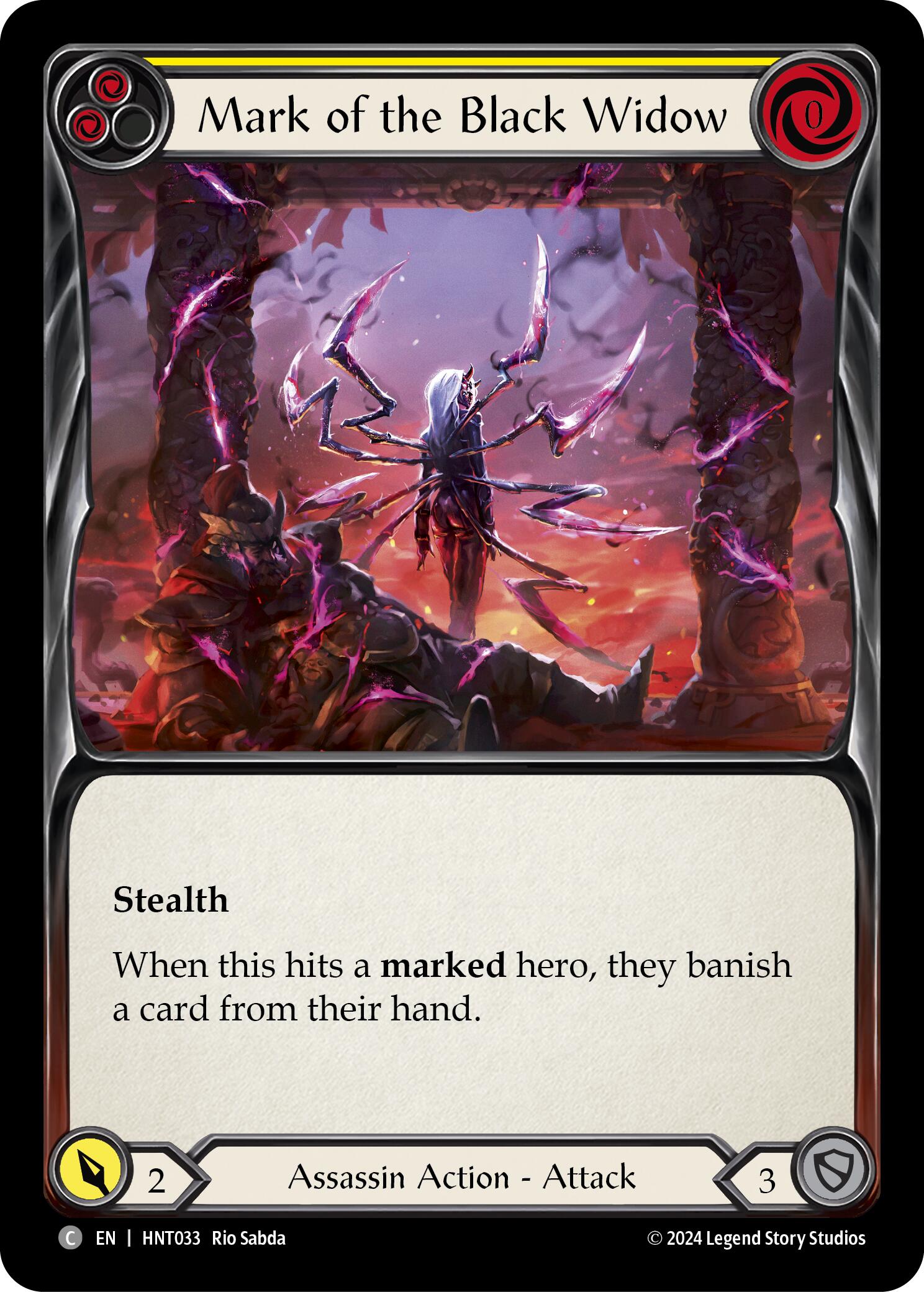 Mark of the Black Widow (Yellow) [HNT033] (The Hunted)  Rainbow Foil | Magic Magpie