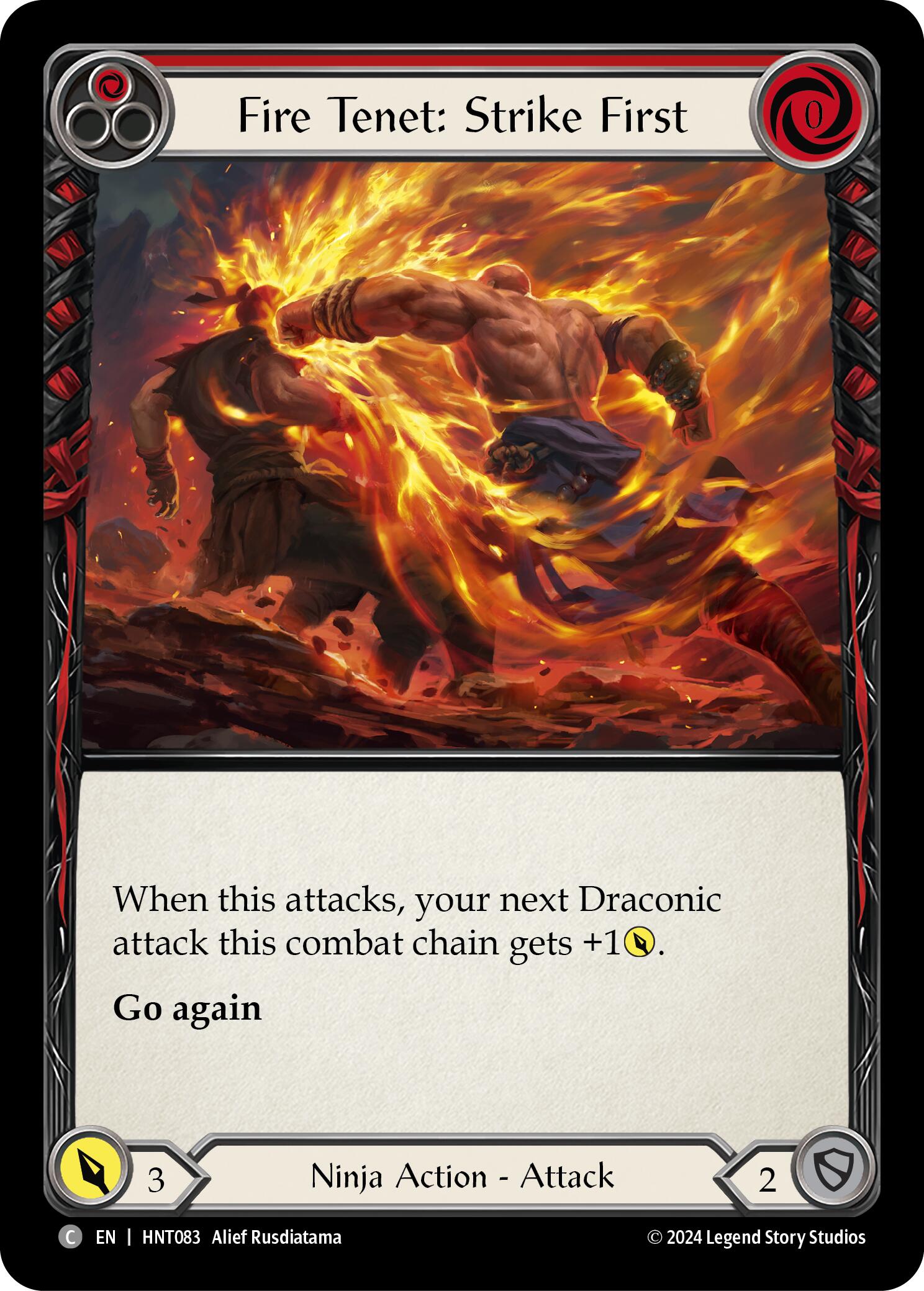 Fire Tenet: Strike First (Red) [HNT083] (The Hunted)  Rainbow Foil | Magic Magpie