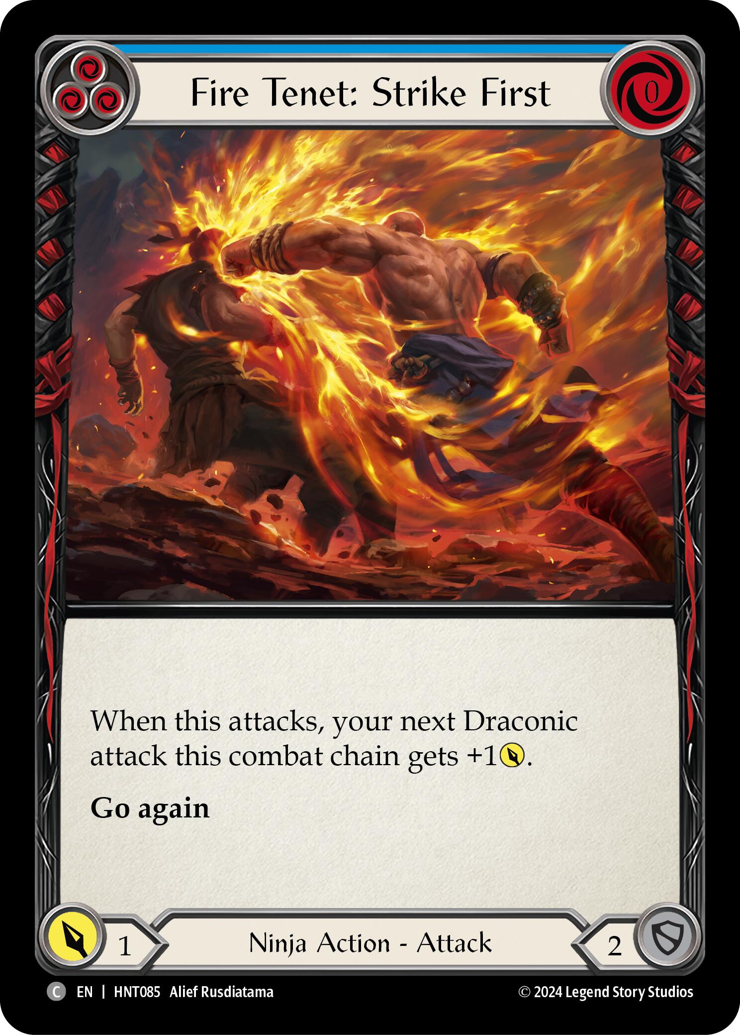 Fire Tenet: Strike First (Blue) [HNT085] (The Hunted)  Rainbow Foil | Magic Magpie