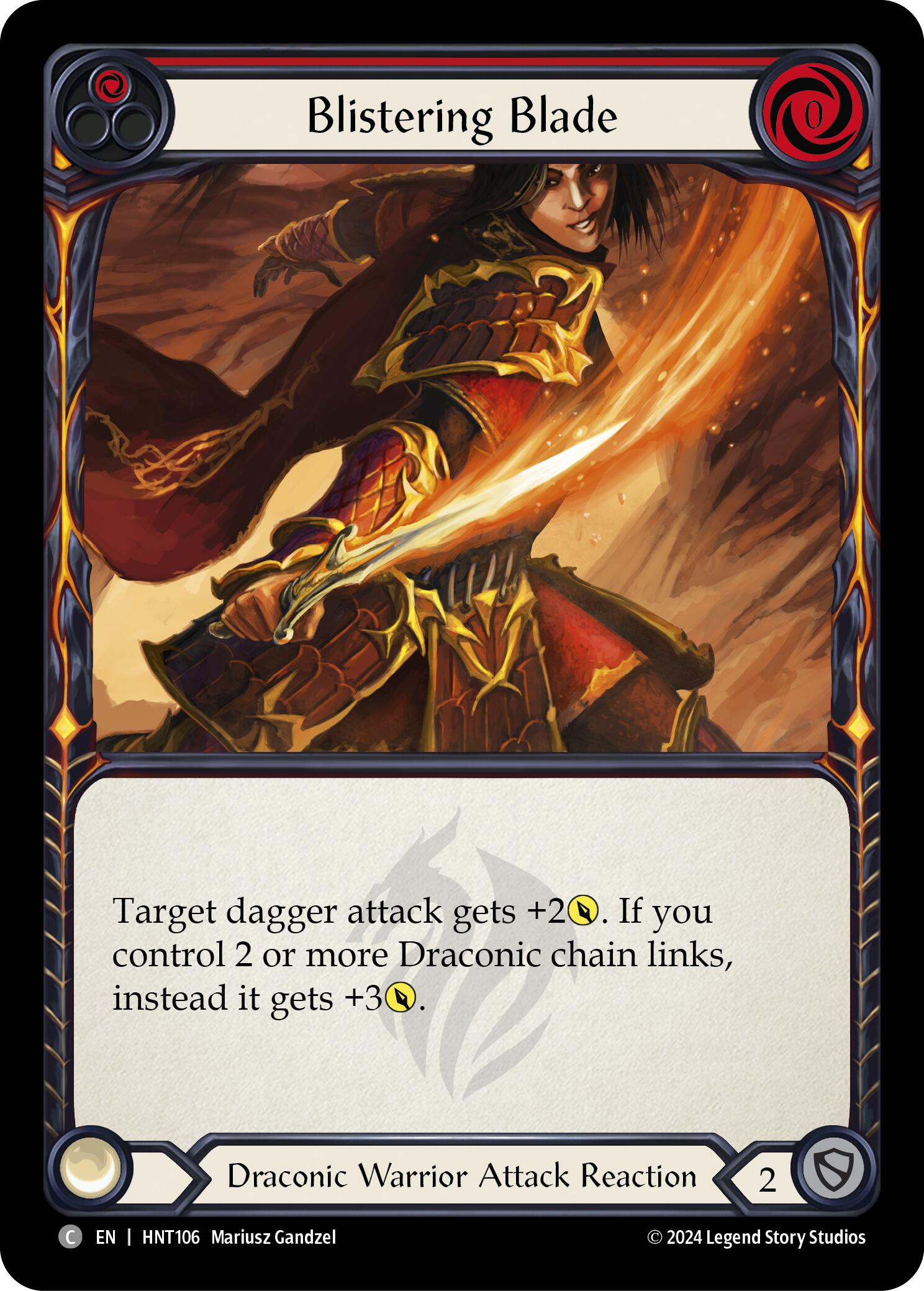 Blistering Blade (Red) [HNT106] (The Hunted)  Rainbow Foil | Magic Magpie