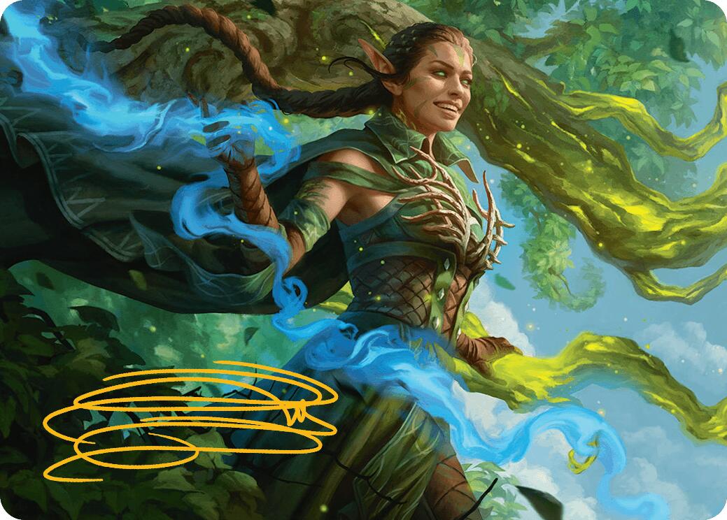 Nissa, Worldsoul Speaker Art Card (Gold-Stamped Signature) [Aetherdrift Art Series] | Magic Magpie