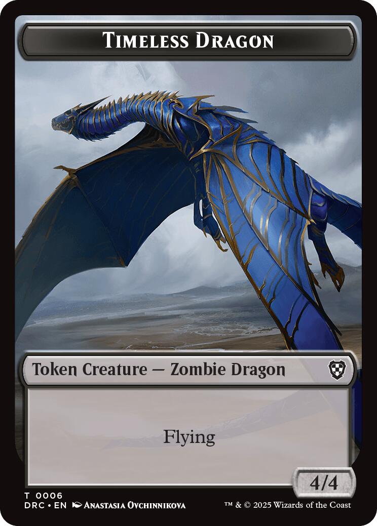 Timeless Dragon // Zombie (0007) Double-Sided Token [Aetherdrift Tokens] | Magic Magpie