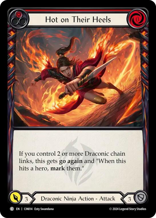 Hot on Their Heels (Red) [CIN014] (The Hunted Cindra Blitz Deck) | Magic Magpie