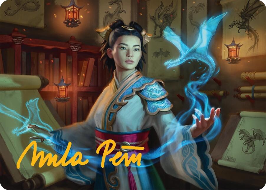 Dragonologist Art Card (6/54) (Gold-Stamped Signature) [Tarkir: Dragonstorm Art Series] | Magic Magpie