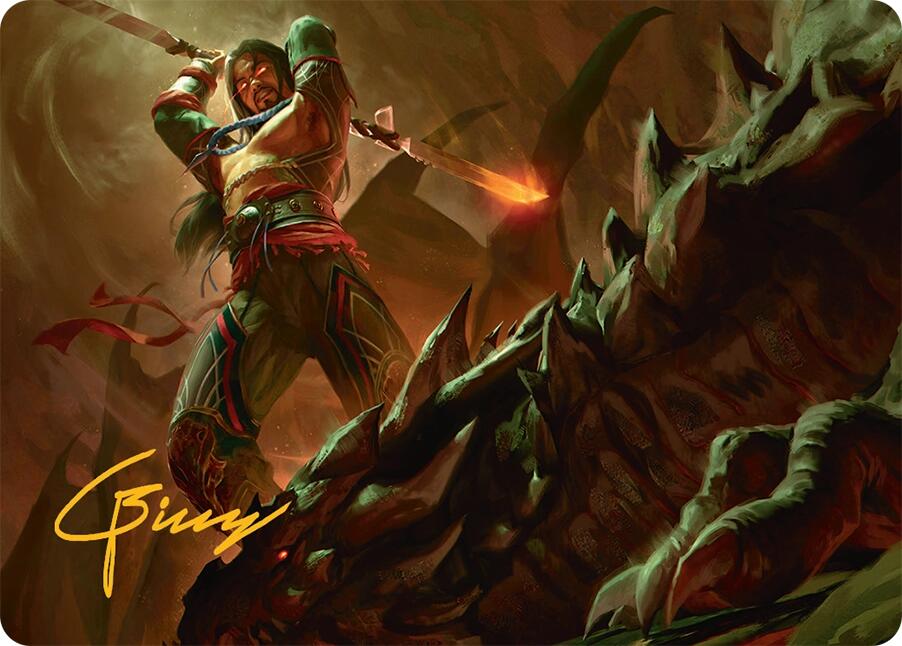 Sarkhan's Resolve Art Card (18/54) (Gold-Stamped Signature) [Tarkir: Dragonstorm Art Series] | Magic Magpie