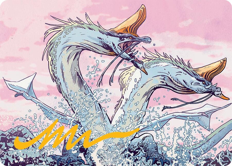 Twinmaw Stormbrood Art Card (39/54) (Gold-Stamped Signature) [Tarkir: Dragonstorm Art Series] | Magic Magpie